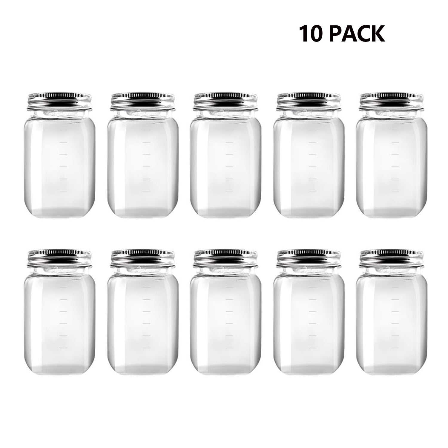 Novelinks 16 Ounce Plastic Jars with Lids Food Storage Containers 10