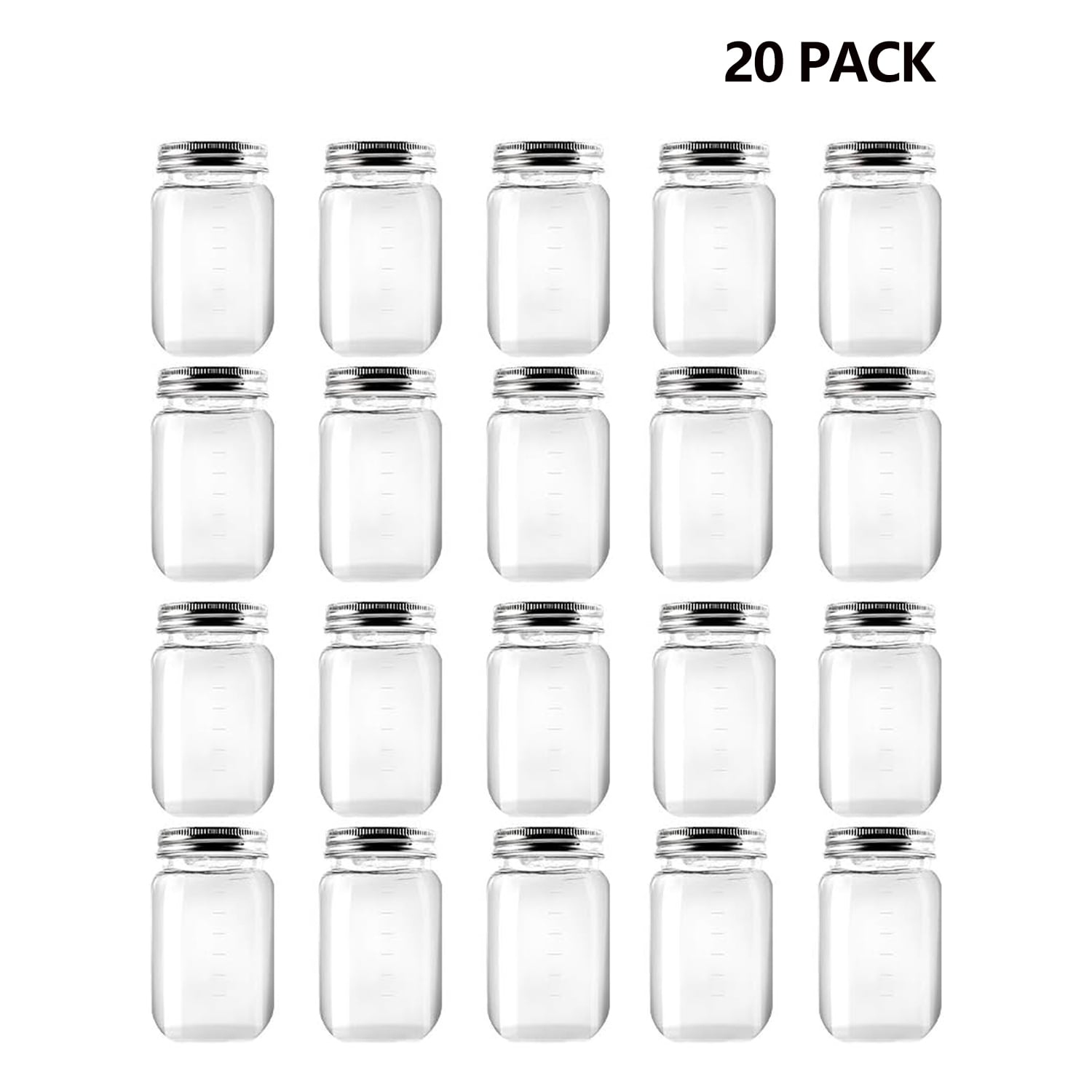 Novelinks 16 Ounce Plastic Jars with Lids Food Storage Containers 20