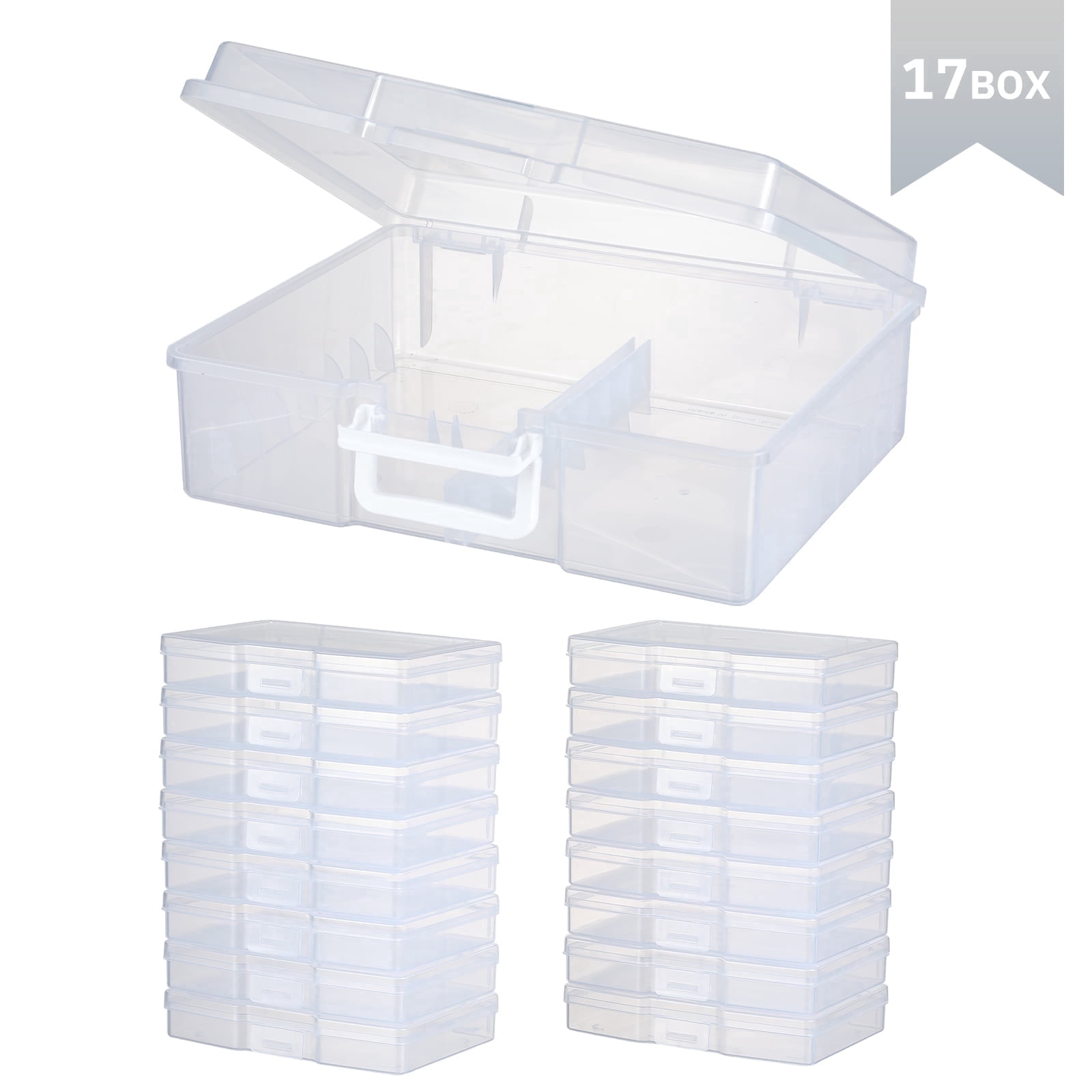 Novelinks 16 Transparent Photo Storage Boxes for 4x6 inch Pictures Photo Box Sticker Organizer,Clear