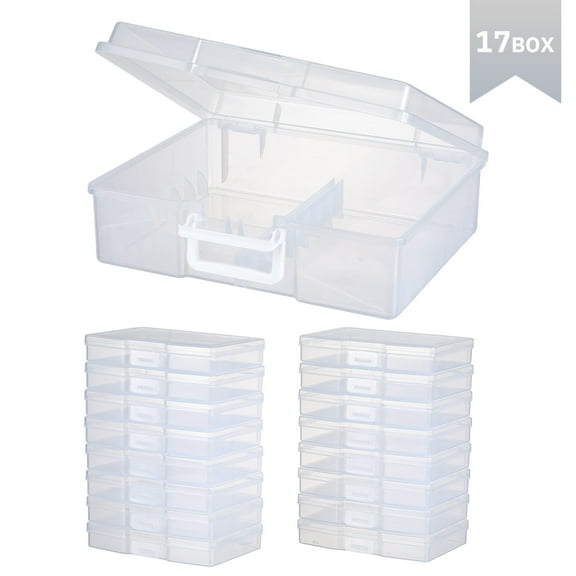 Novelinks 16 Transparent photo storage boxes for 4x6 Inch Pictures Photo Box Sticker Organizer,Clear