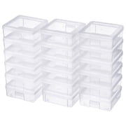 Novelinks 18 Pack Small Stackable Plastic Storage Box Containers Clear Hobby Art Craft Organizer Rectangle Box for Pencil Box Crayon Beads Jewelry ,Clear