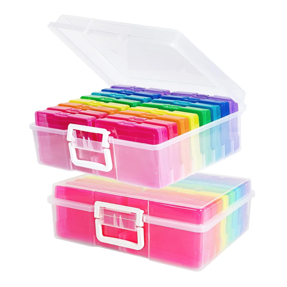 Novelinks 2 Pack 4" x 6" Photo Storage Craft 16 Inner Photo Keeper Multi-Colored Photo Storage Box Photos Organizer,Rainbow Colors