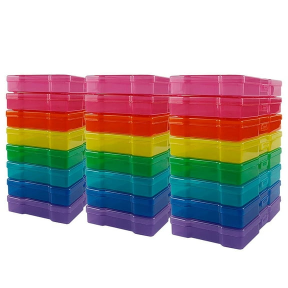 Novelinks 24 Pack Photo Storage Boxes for 4"x6" Pictures Photo Organizer Case Photo Keeper Picture Storage Containers Box,Rainbow Color