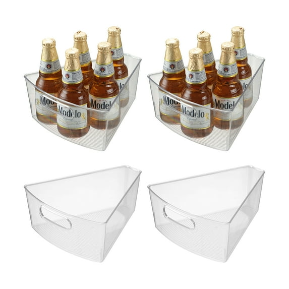 Novelinks 26" Plastic Cabinet Organizer Bins Sector Shaped Storage Bin Organizer Deep Kitchen Corner Storage Bin,4 Pack
