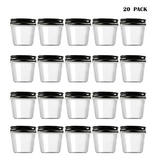 [20 Pack] 4 oz Clear Plastic Mason Jars with Ribbed Liner Screw on Lids - Clear Plastic Containers with Lids Wide Mouth BPA Free, Pet Plastic, Baking