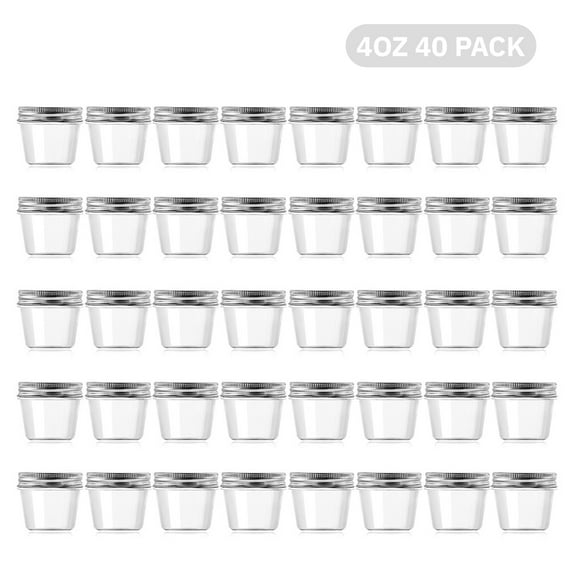 Novelinks 4oz Clear Plastic Jars with Silver Lids Kitchen Storage Containers for Kitchen & Household Storage Coffee Canister,40 Pack