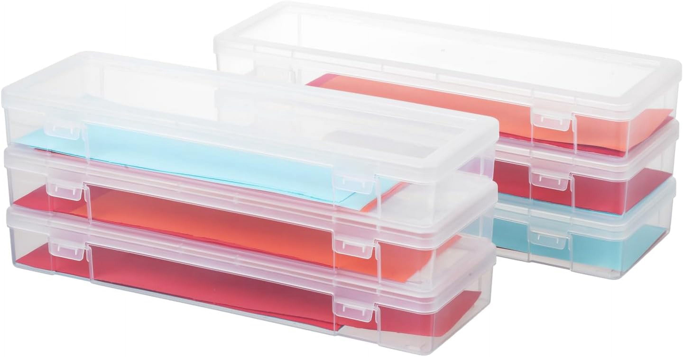 Novelinks 6 pack Stackable Plastic Storage Box Containers Clear Hobby Craft Organizer Art Rectangle Case for Pencil Box Crayon Beads Jewelry, Large