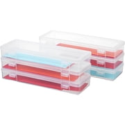 6 pack Stackable Plastic Storage Box Containers Clear Hobby Craft Organizer Art Rectangle Case for Pencil Box Crayon Beads Jewelry, Large
