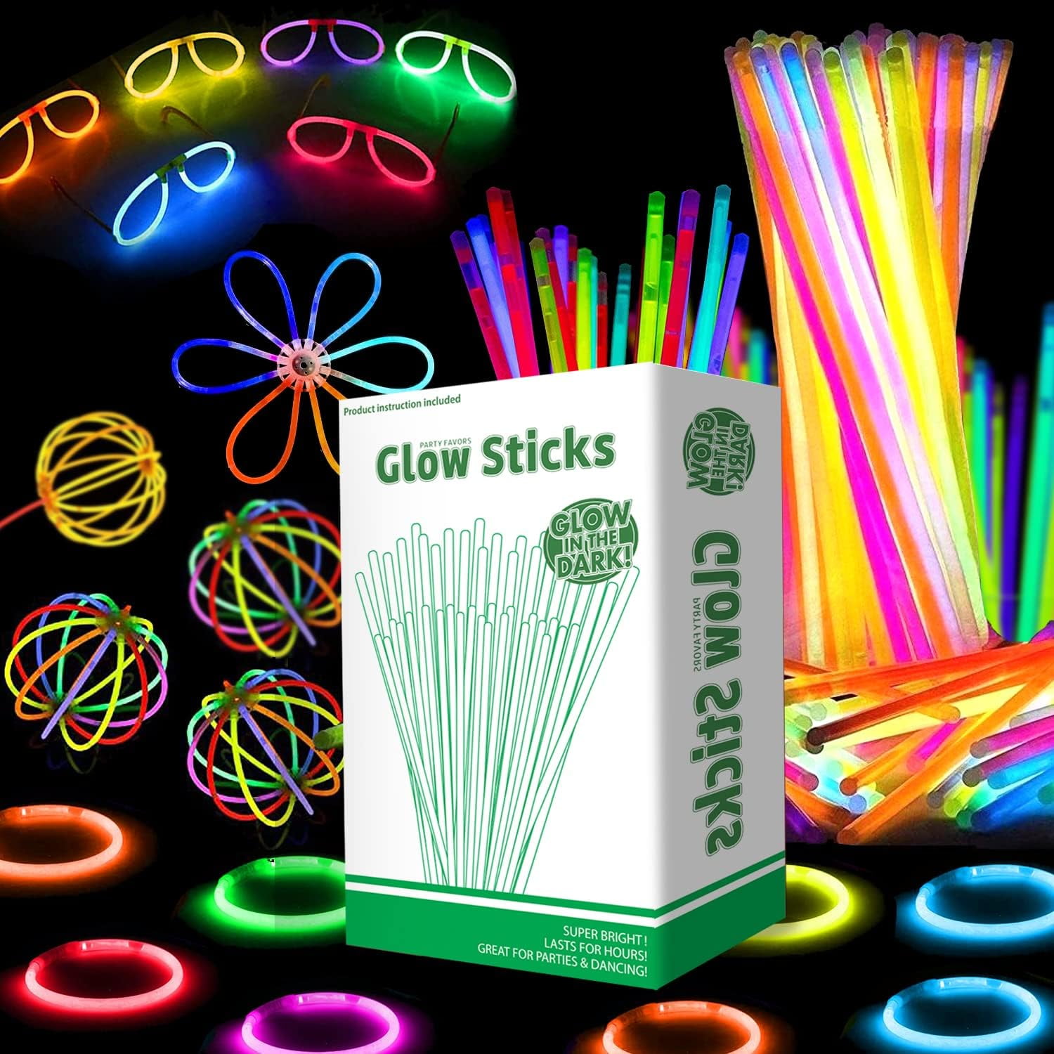 DirectGlow 25 Count Assorted 4 inch Glow Sticks with Lanyards