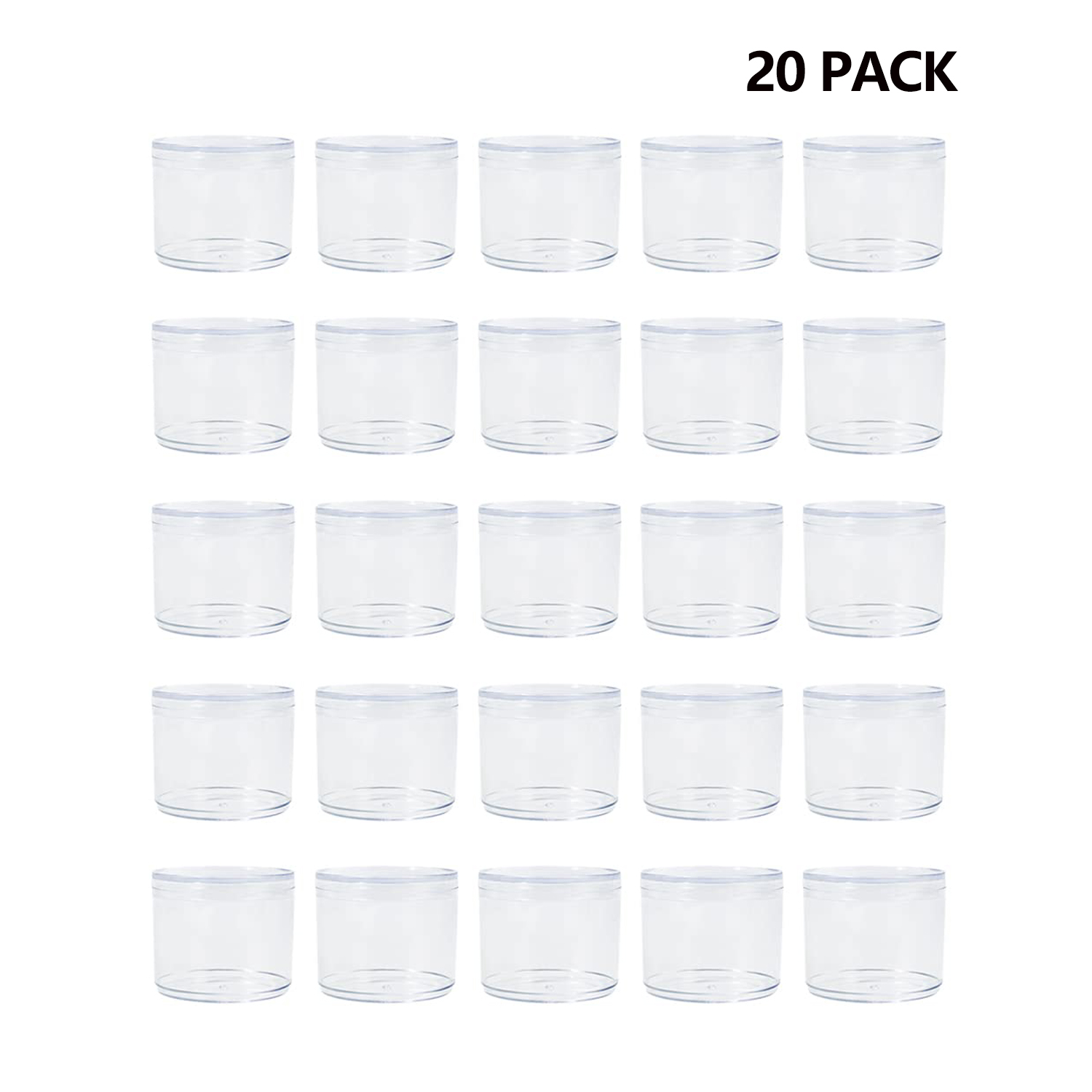 Stalwart 20ml Clear Storage Jars, Colored Lids, 12Piece