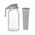 thumbnail image 1 of Novelinks Glass Pitcher with Filter,64 Oz Wide Mouth Mason Jar Pitcher with Pour Spout Handle Lid for Lemonade, Cold Brew Coffee, Ice Beverage, Iced Juice,Sun Tea, Fruit Drinks ,Gray, 1 of 1