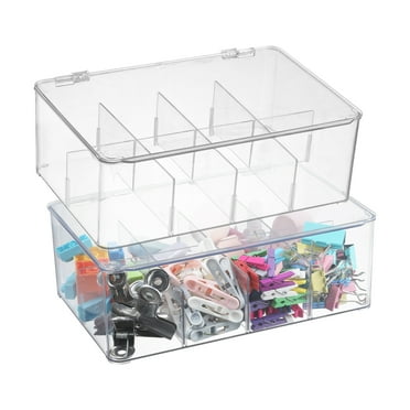Novelinks Plastic Storage Bins with Lids Kitchen Organization Cabinet Organizers Pantry Fridge Organizer,2 Pack