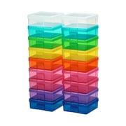 Novelinks Plastic Storage Box Containers Pencil Box, Colorful, 18 Pack