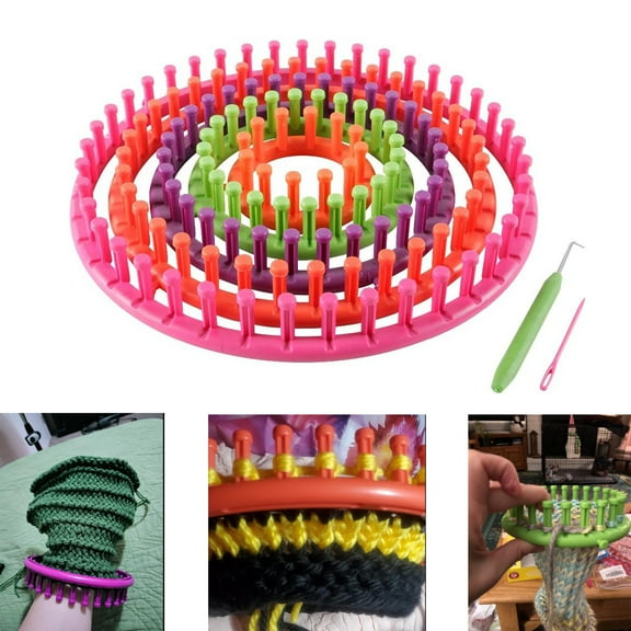 Novelinks Round Knitting Looms Set Craft Kit Tool 5 Plastic Looms Knitting with Hook Needle and 1 Plastic Loom Pick DIY Crocheting Handmade Craft Kit for Hat Scarf Shawl Sweater Sock and Blankets