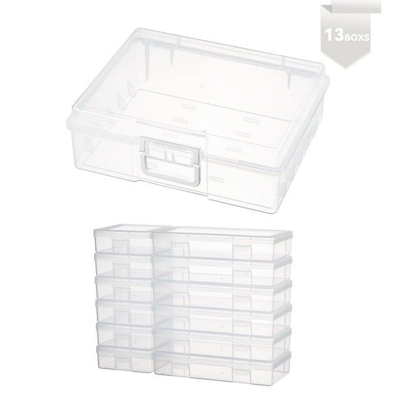 Novelinks Stackable Plastic Storage Box Containers Hobby Art Craft Organizer Rectangle Box for Pencil Crayon Beads Jewelry, Clear(6 Inner Medium+6 Inner Small)
