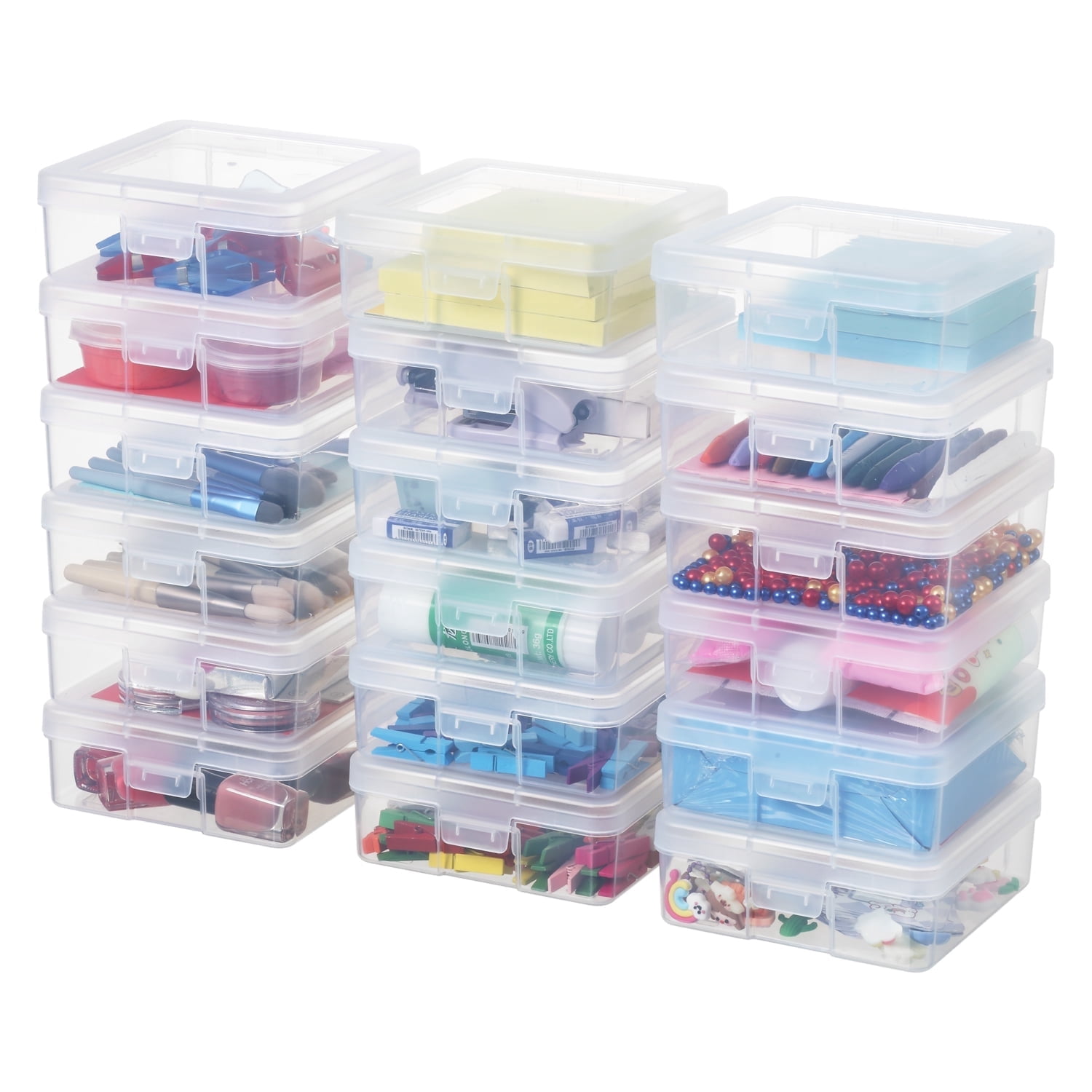 Novelinks Stackable Plastic Storage Pencil Box  Crayon Beads Jewelry, Small, 18 Count