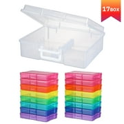 Novelinks Transparent 4" x 6" Photo Cases and Clear Craft Keeper with Handle - 16 Inner Cases Plastic Storage Container Box (Multi-colored)