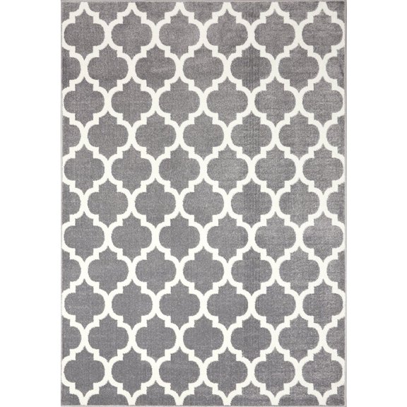Novelle Home Siecle 63" x 91" Polypropylene/Cotton Ogee Rug in Gray/Cream