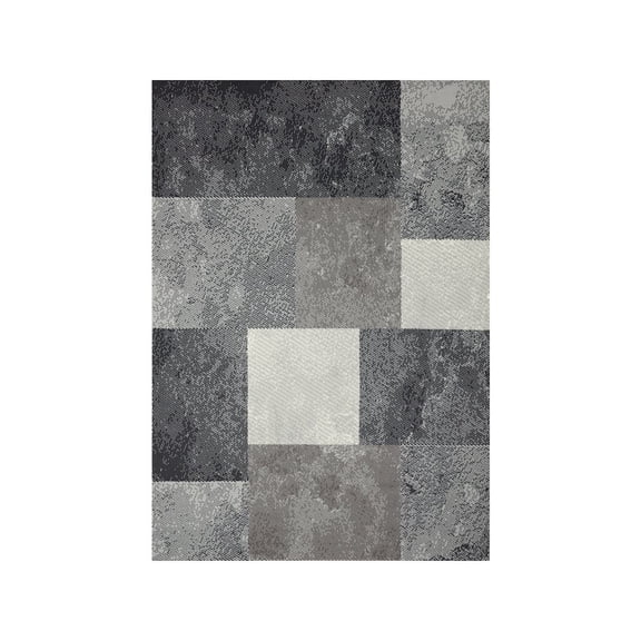Novelle Home Fiona 63" x 89" Polypropylene/Cotton Rocky Block Stack Rug in Gray