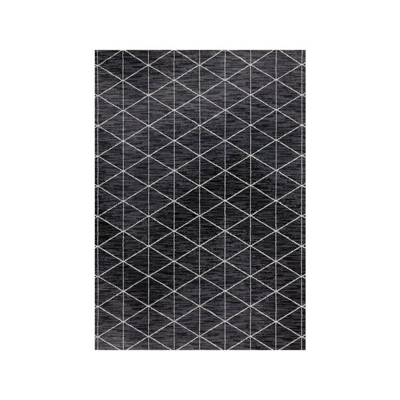 Novelle Home Fiona 93" x 126" Polypropylene/Cotton Tri-Structure Rug -Gray/Cream