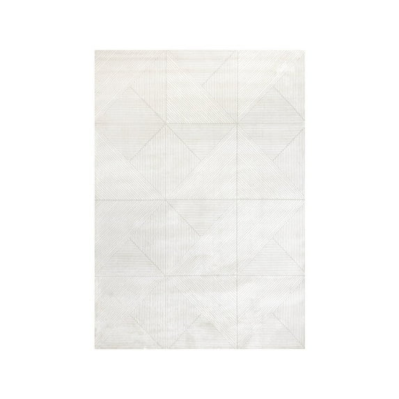 Novelle Home Holly Light Cream Diamond Block Pattern Soft Textured Area Rug