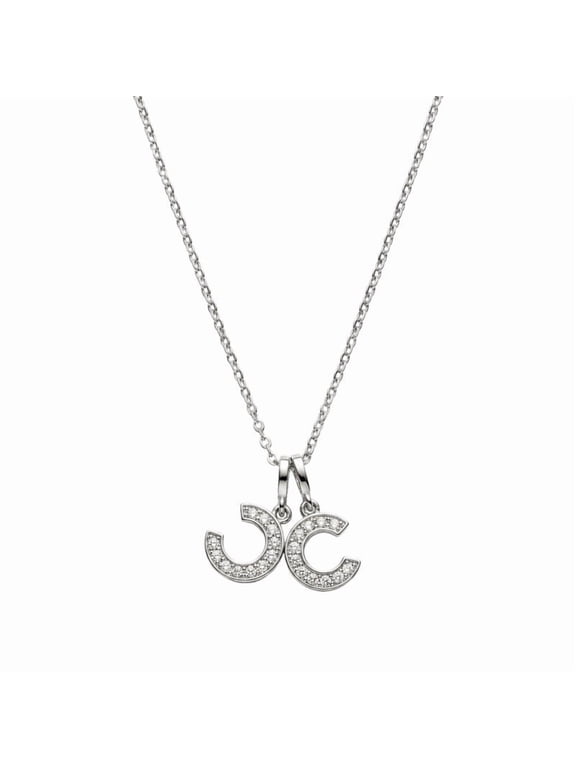 -Double Initial Letter C Pendant Necklace for Women, Alphabet Charm Necklace with Crystal Accents, Personalized Fashion Jewelry Gift