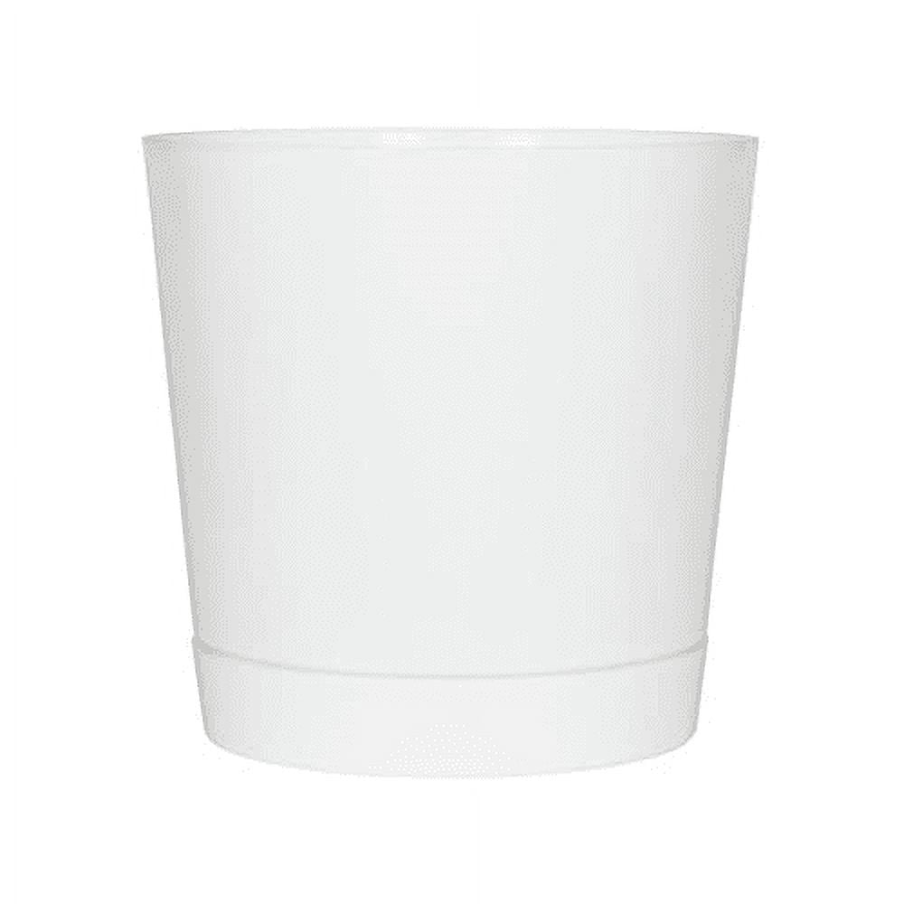 Majestic Glossy White Round Indoor Planter with Drainage Tray, 12-Inch
