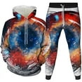 thumbnail image 1 of Novelty 2 Pieces Colorful Outer Space Hoodie and Sweatpant Sets Universe Nebula 3D Printed Cool Realistic  Stars Tracksuits Pants Clothing Outfits, 1 of 4