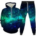 thumbnail image 1 of Novelty 2 Pieces Colorful Outer Space Hoodie and Sweatpant Sets Universe Nebula 3D Printed Cool Realistic  Stars Tracksuits Pants Clothing Outfits, 1 of 4