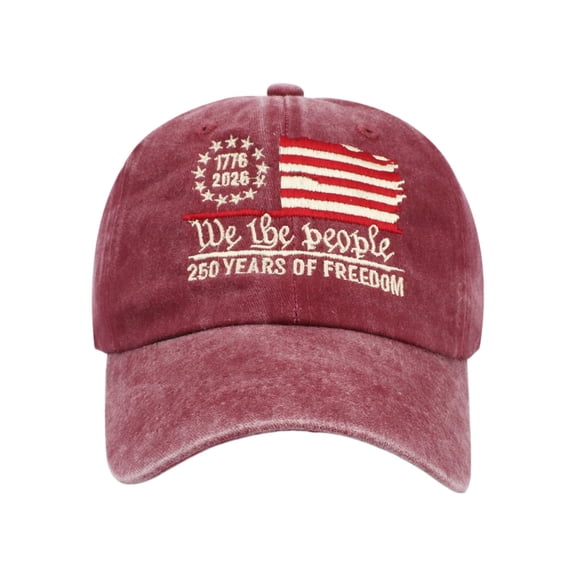 Novelty 250th Anniversary Baseball Cap, 250th Anniversary Washed Cap Retro Hat Embroidered Cap for Men Women