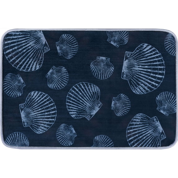 Novelty 2x3 Area Rug (2' x 3') Shell Navy, Steel Blue Indoor Scatter Easy to Clean