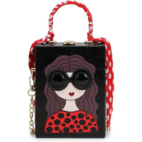 Novelty 3D Lady Face Box Shaped Handbag, PU Leather Top Handle Shoulder Bag,  Fashion Crossbody Satchel Purse