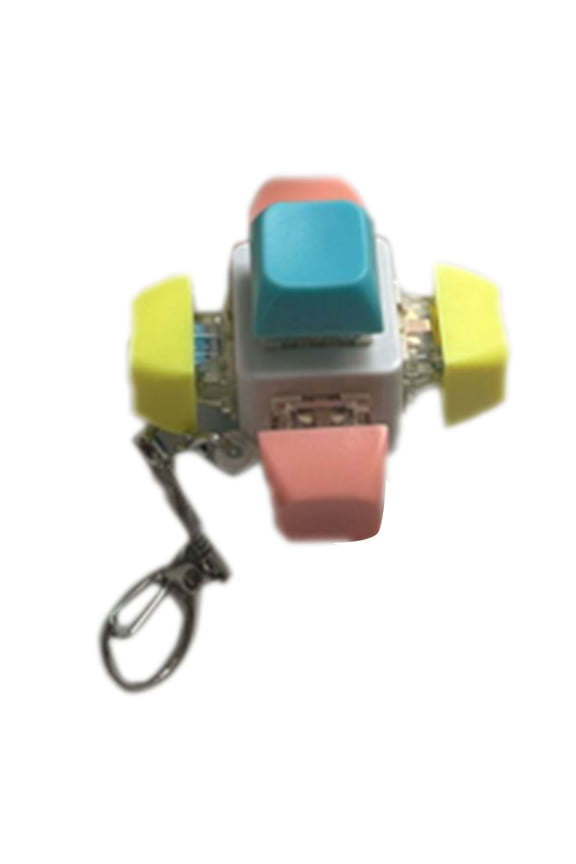Novelty 3D Mechanical Keychain Clicker Toy Portable Stress Cube Keyboard Button for Adults Funny Decompression Passing Activity, 2.17x2.17 inch, Sky Blue