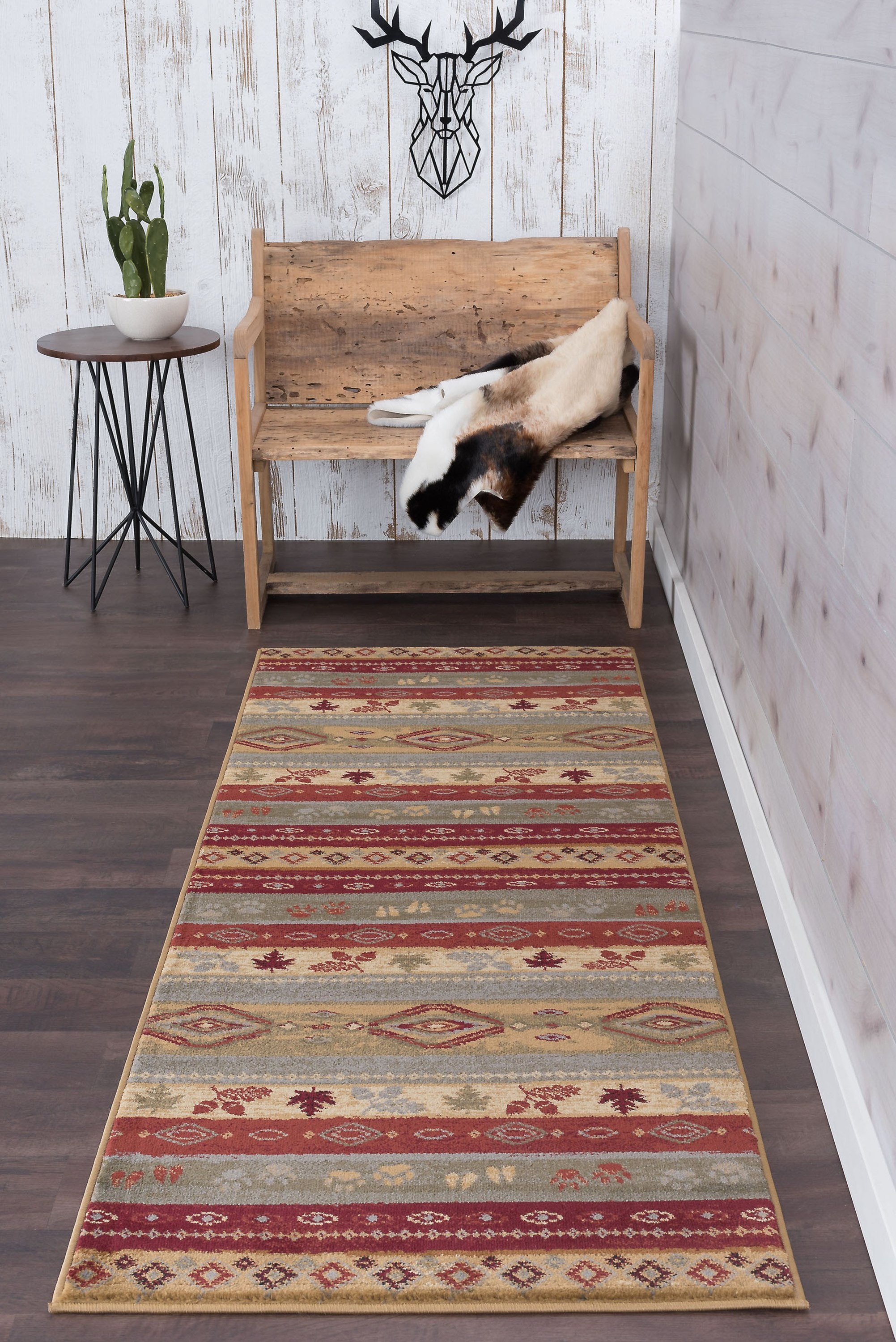 Novelty 3x8 Area Rug (2'7'' x 7'3'') Lodge Multi-Color Indoor Runner Easy to Clean