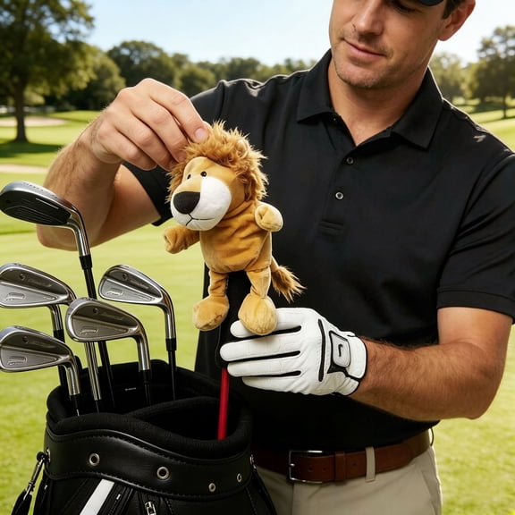 Novelty Animal Golf Head Covers, Plush Lion & Turtle Driver Headcovers, Protective Golf Club Headcovers for Woods & Drivers, Fun Golf Accessories