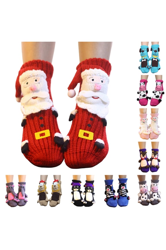 Novelty Animal Hug Socks,3D Knit Animal Socks for Women,Cozy Cute Novelty Sock, Warm Hand Crochet Floor Sock Christmas Gifts