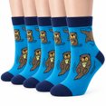 thumbnail image 1 of Novelty Animal Socks Cute Otter Print Crew Socks, 5Pairs - Soft Stretchy Fabric, Breathable Knit, Size 10-13, 1 of 5