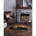 thumbnail image 1 of Novelty Area Rug (7'10'' Round) Lodge Beige, Brown Indoor Round Easy to Clean, 1 of 6