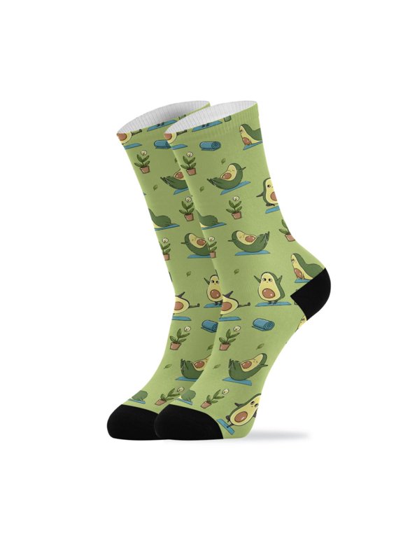 Novelty Avocado Yoga Crew Socks for Women Men Soft Stretchy Breathable Unisex Casual Socks One Size Funny Crazy Gift Socks