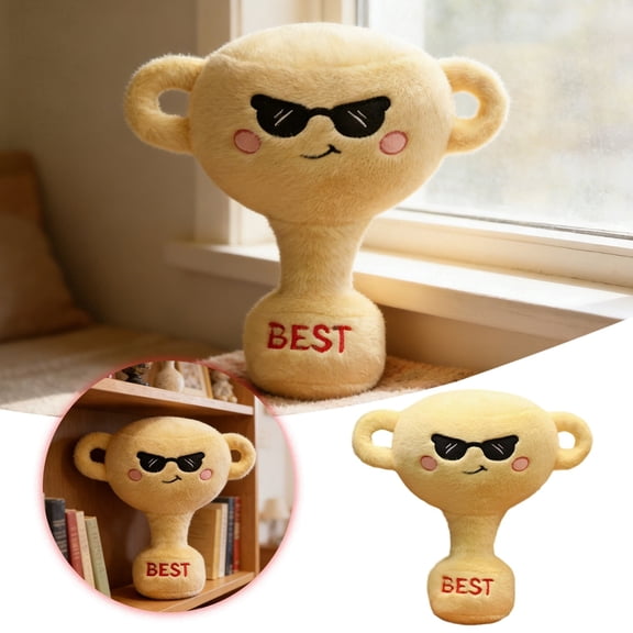 Novelty Award Plush Toy 30cm Trophy Shaped Stuffed Doll Fluffy Fabric Plush Figure for Home Display Party Present and Personal Collection, Trophy Plush Toy, Funny Face Plush