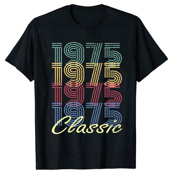 Novelty Awesome Vintage Legends Born In 1975 50 Years Old T Shirts Graphic Cotton Streetwear Short Sleeve Birthday Gifts T-shirt