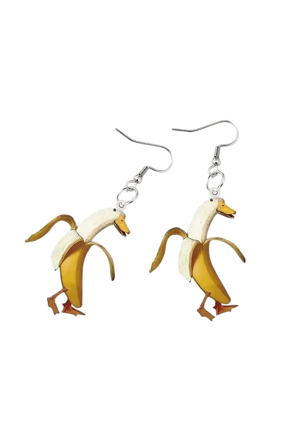 Novelty Banana Duck Shaped Earrings With Humorous Charm Sturdy Acrylic Construction For Adding Fun To Any Outfit Styles