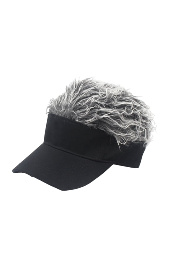 Novelty Baseball Cap with Spiky Fake Hair Attached Funny Fan Wig Hat for Sports Events Halloween Costume Party Supplies