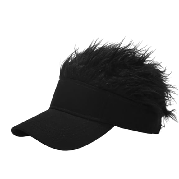 Novelty Baseball Cap with Spiky Fake Hair Attached Funny Fan Wig Hat for Sports Events Halloween Costume Party Supplies