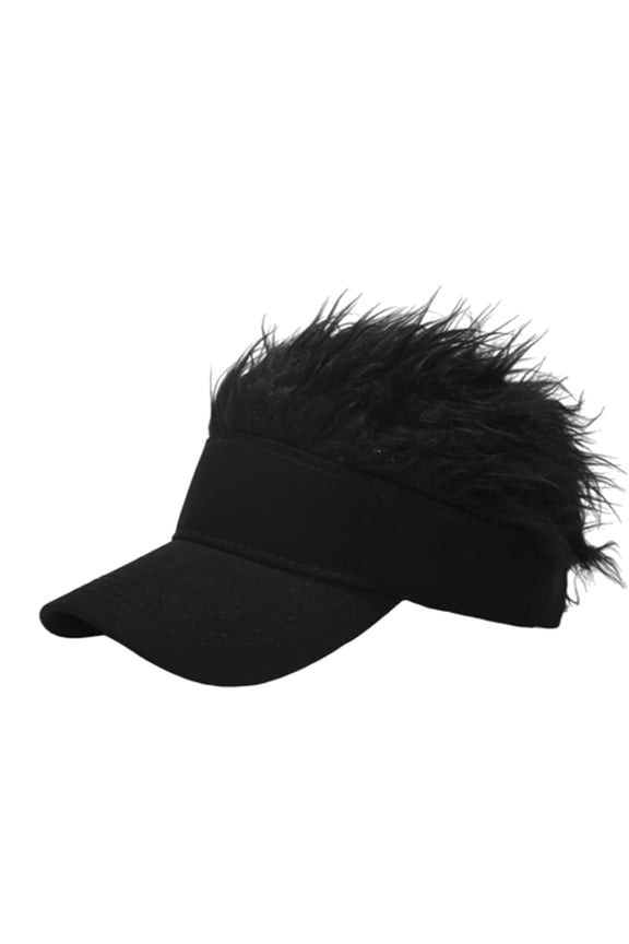Novelty Baseball Cap with Spiky Fake Hair Attached Funny Fan Wig Hat for Sports Events Halloween Costume Party Supplies