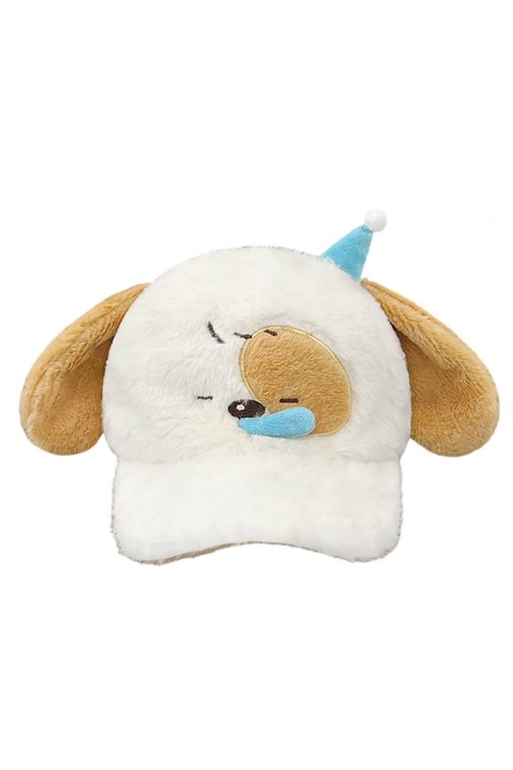 Novelty Baseball Caps 3D Snotty Dog Hat Adjustable Windproof Warm Plush Baseball Hat Winter Caps for Walking Shopping