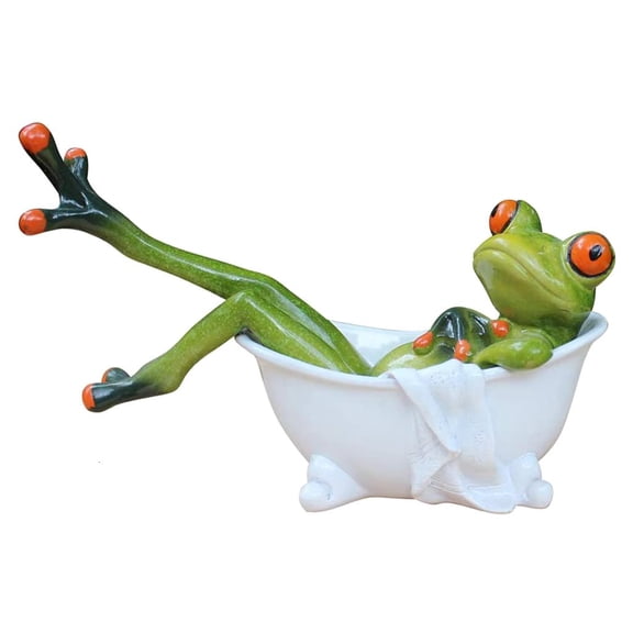 Novelty Bathtub Bathing for Frog Figurine Crafts for Home Office Room Dec