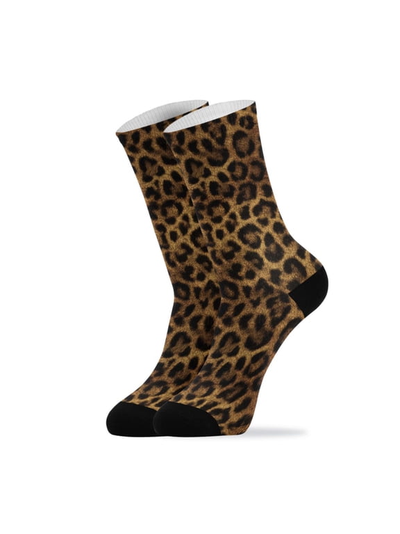 Novelty Beautiful Leopard Print Crew Socks for Women Men Soft Stretchy Breathable Unisex Casual Socks One Size Funny Crazy Gift Socks