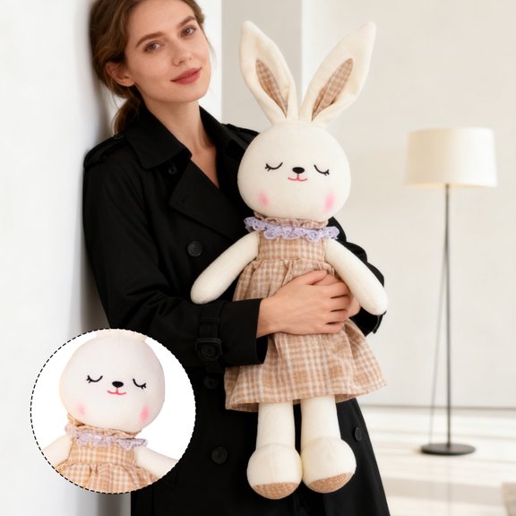 Novelty Beige Rabbit Plush Toy, Soft Short Cotton Plush For Comfort, Portable For Home Car Camping Halloween Christmas Parties