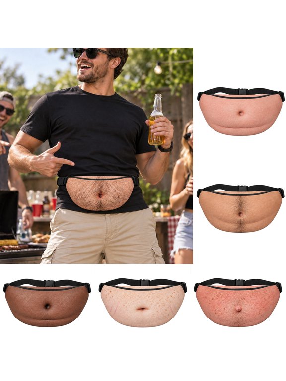 Novelty Belly Fanny Pack, Funny Waist Bag with Adjustable Strap, Gag Gift for Parties,H#12